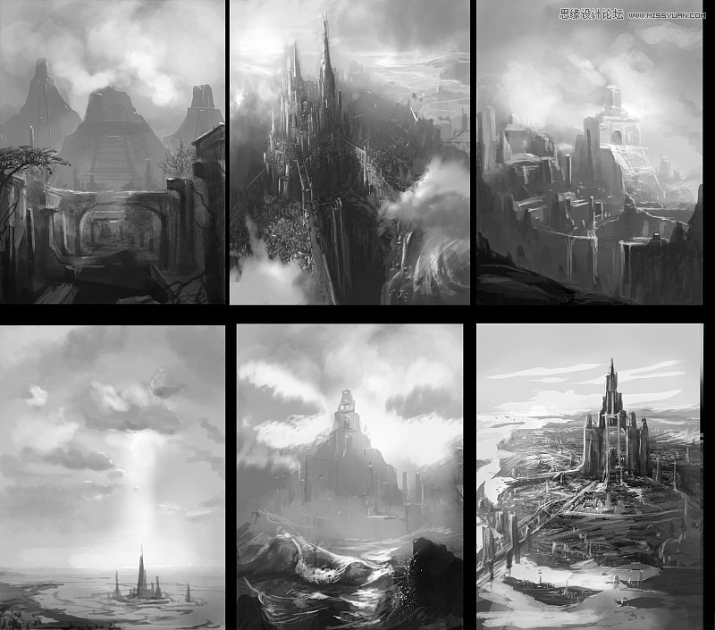 PS绘制辉煌大气的古堡建筑游戏场景