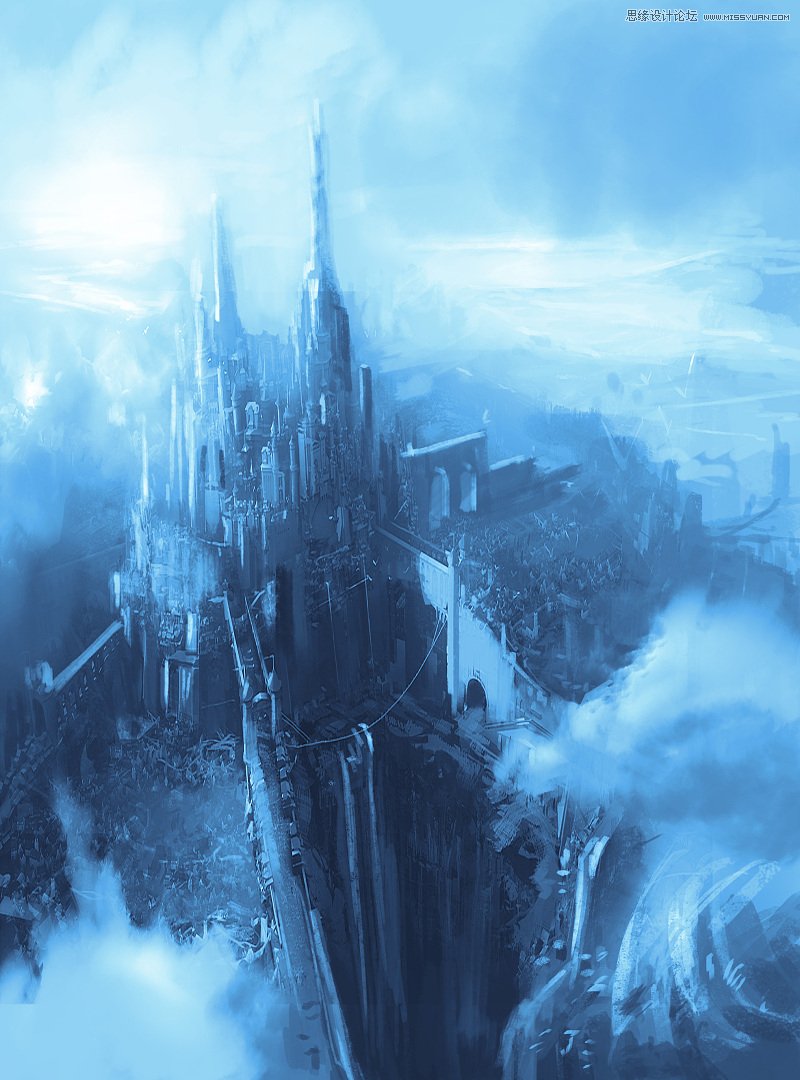 PS绘制辉煌大气的古堡建筑游戏场景