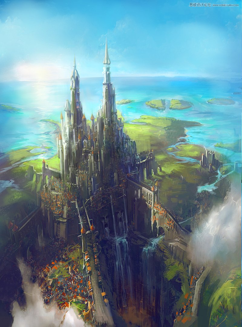 PS绘制辉煌大气的古堡建筑游戏场景