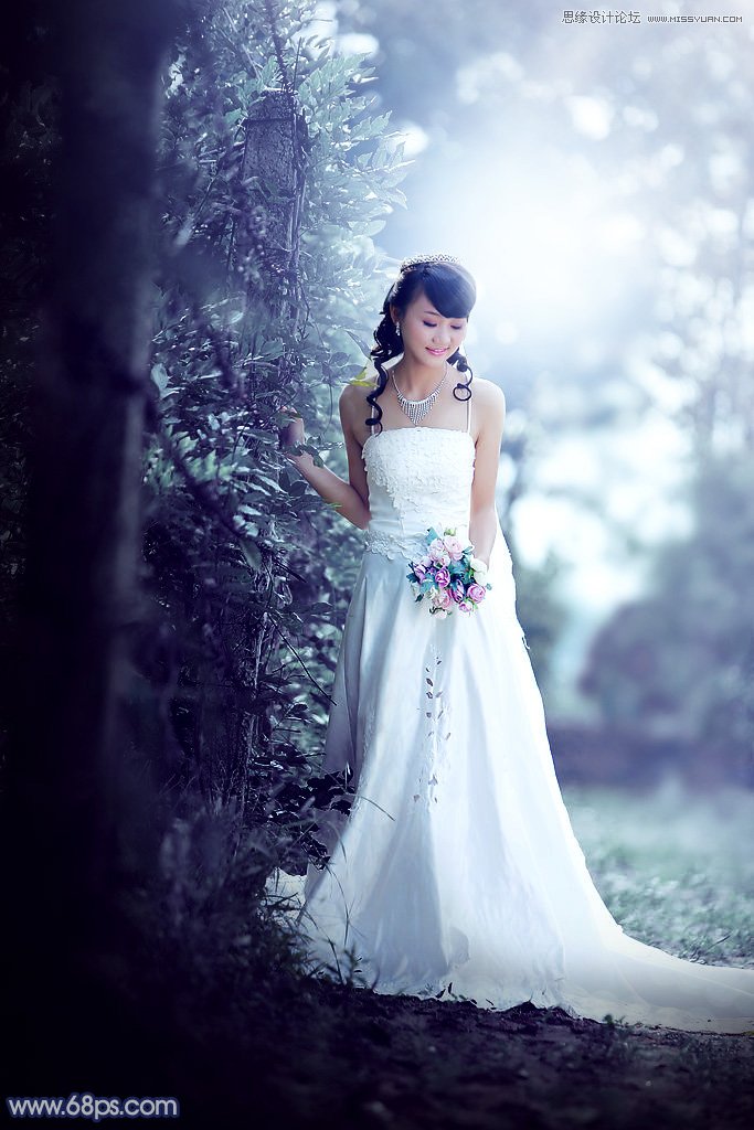 ps调出外景新娘照片唯美逆光效果