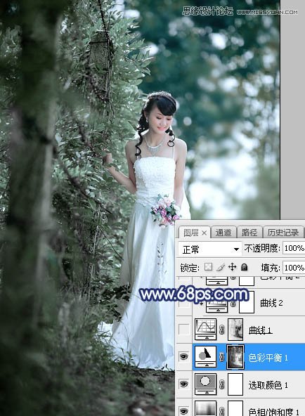 ps调出外景新娘照片唯美逆光效果