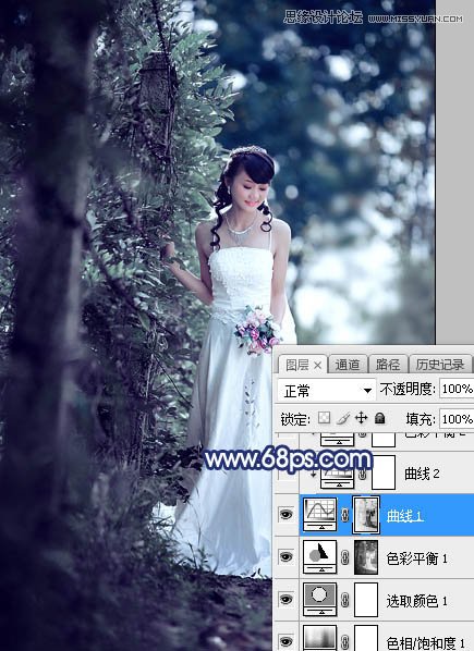 ps调出外景新娘照片唯美逆光效果