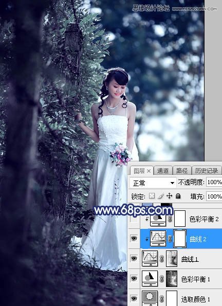 ps调出外景新娘照片唯美逆光效果