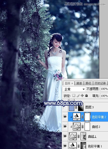ps调出外景新娘照片唯美逆光效果