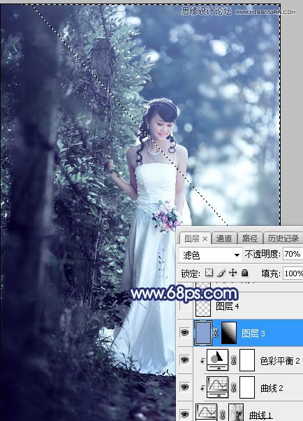 ps调出外景新娘照片唯美逆光效果