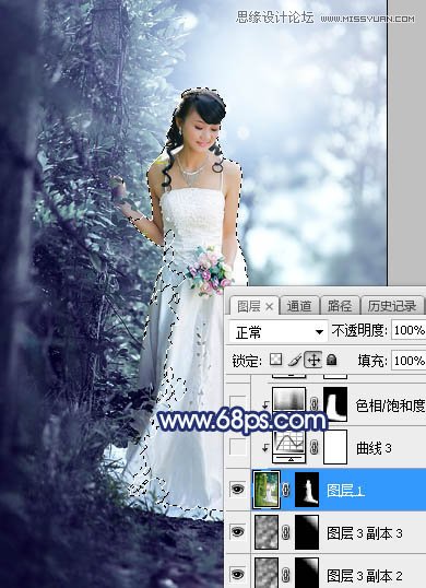 ps调出外景新娘照片唯美逆光效果