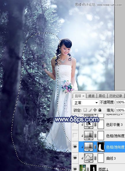 ps调出外景新娘照片唯美逆光效果