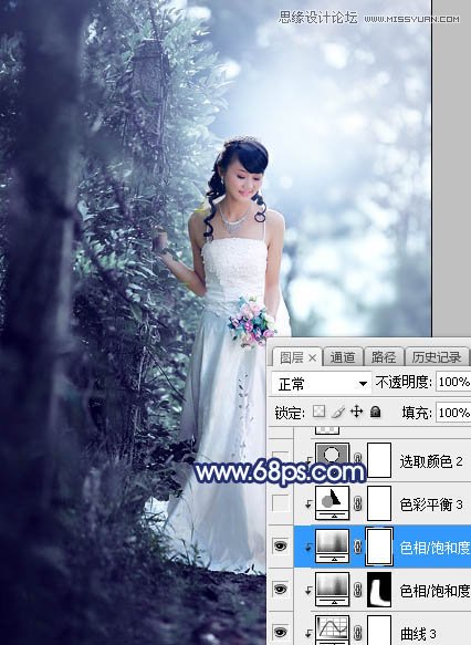 ps调出外景新娘照片唯美逆光效果