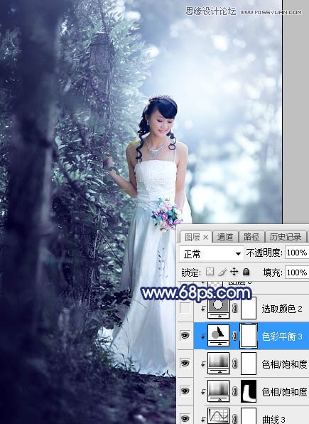 ps调出外景新娘照片唯美逆光效果