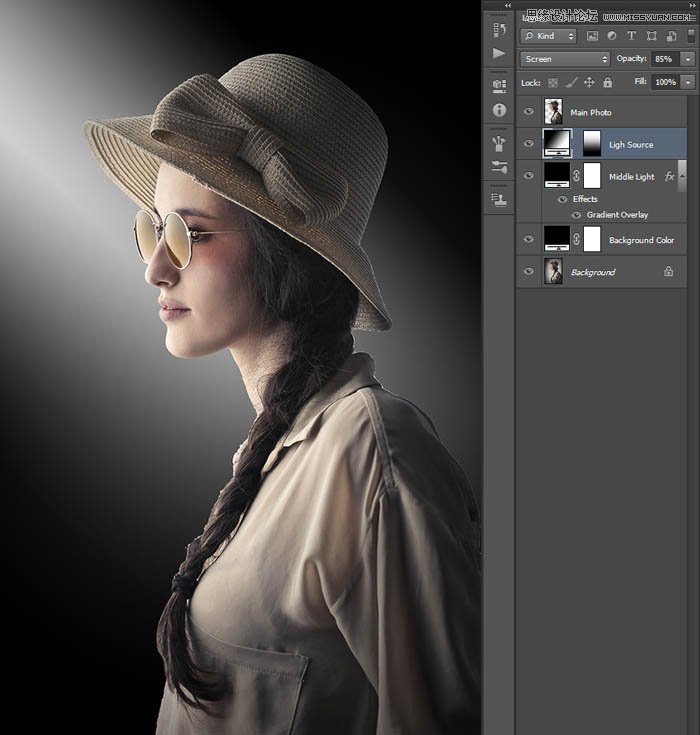 用PS制作室内人像唯美的逆光效果图