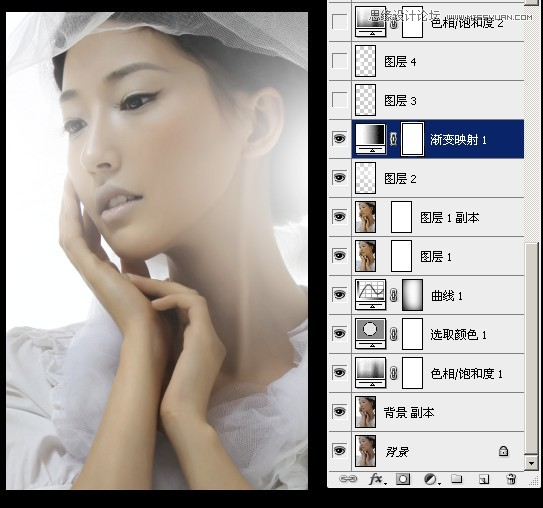 用PS给偏暗色人像照片添加甜美逆光效果