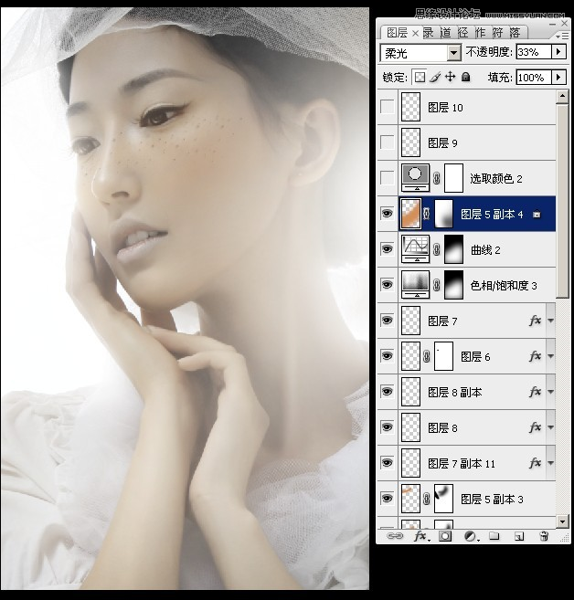 用PS给偏暗色人像照片添加甜美逆光效果