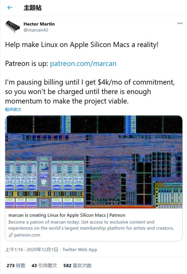 万物皆可Linux：苹果M1处理器已可成功运行