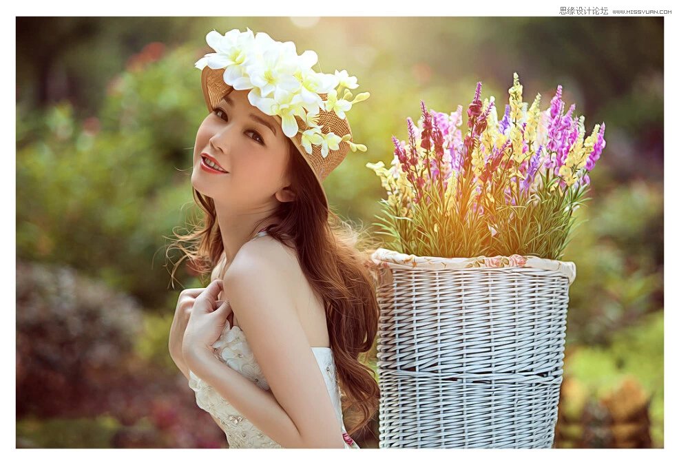 ps调出背着花楼的女孩清新通透肤色