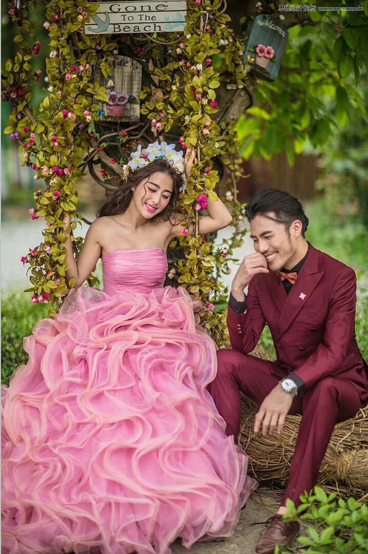 PS调出外景婚纱照片质感肤色效果