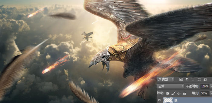 PS合成超酷的战争雄鹰场景效果
