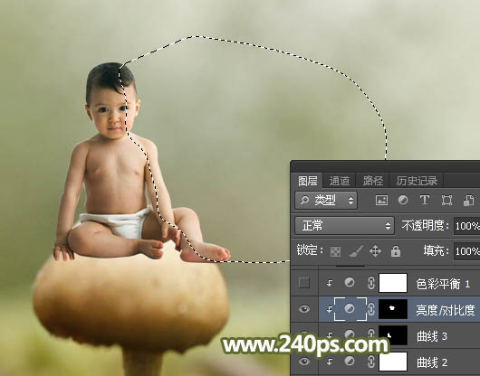 用PS合成坐在蘑菇上的可爱小天使场景