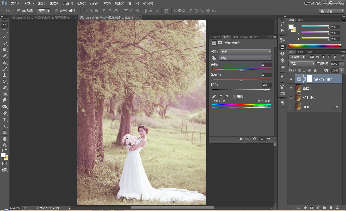 PS调出外景婚片古典唯美效果图