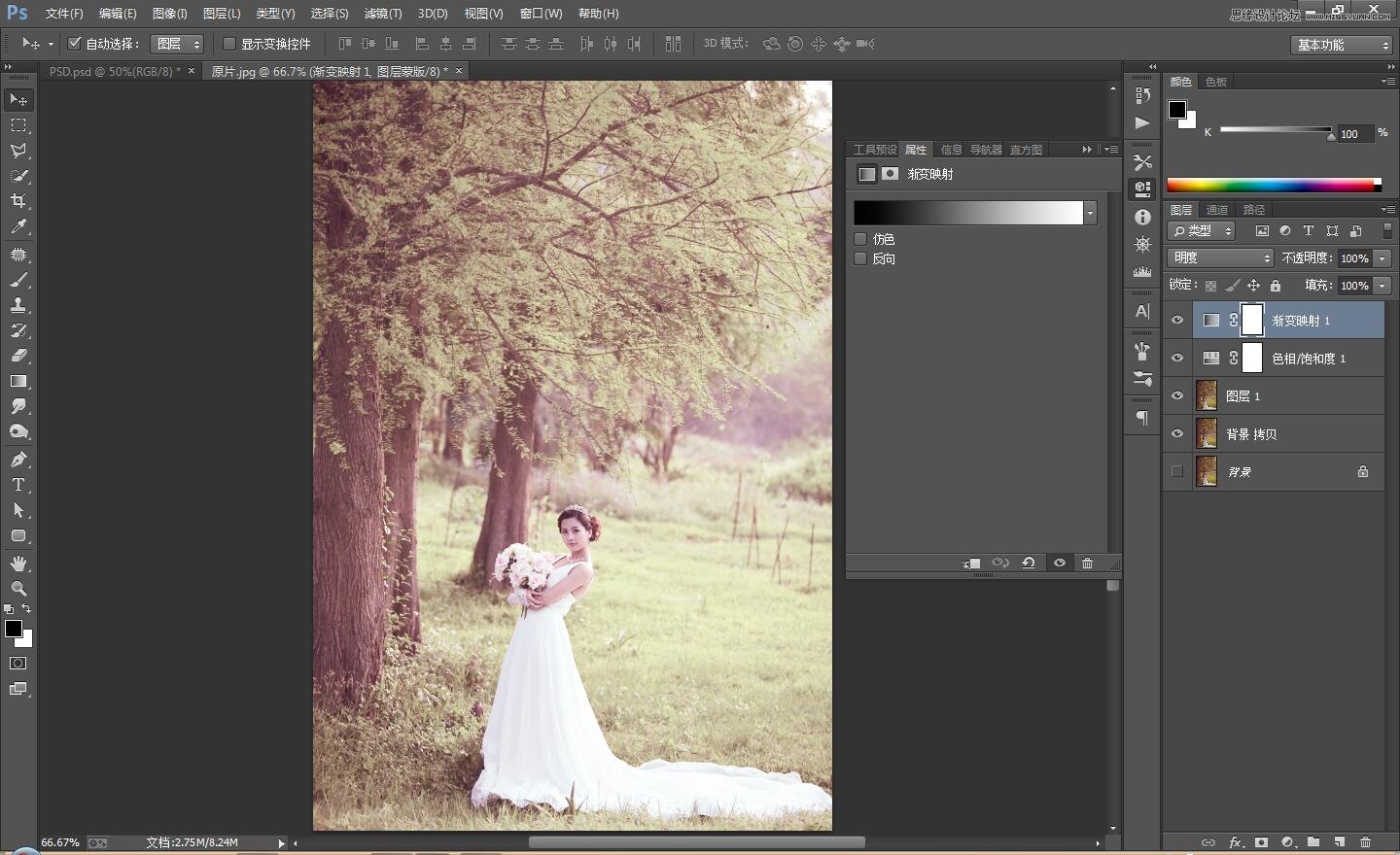 PS调出外景婚片古典唯美效果图