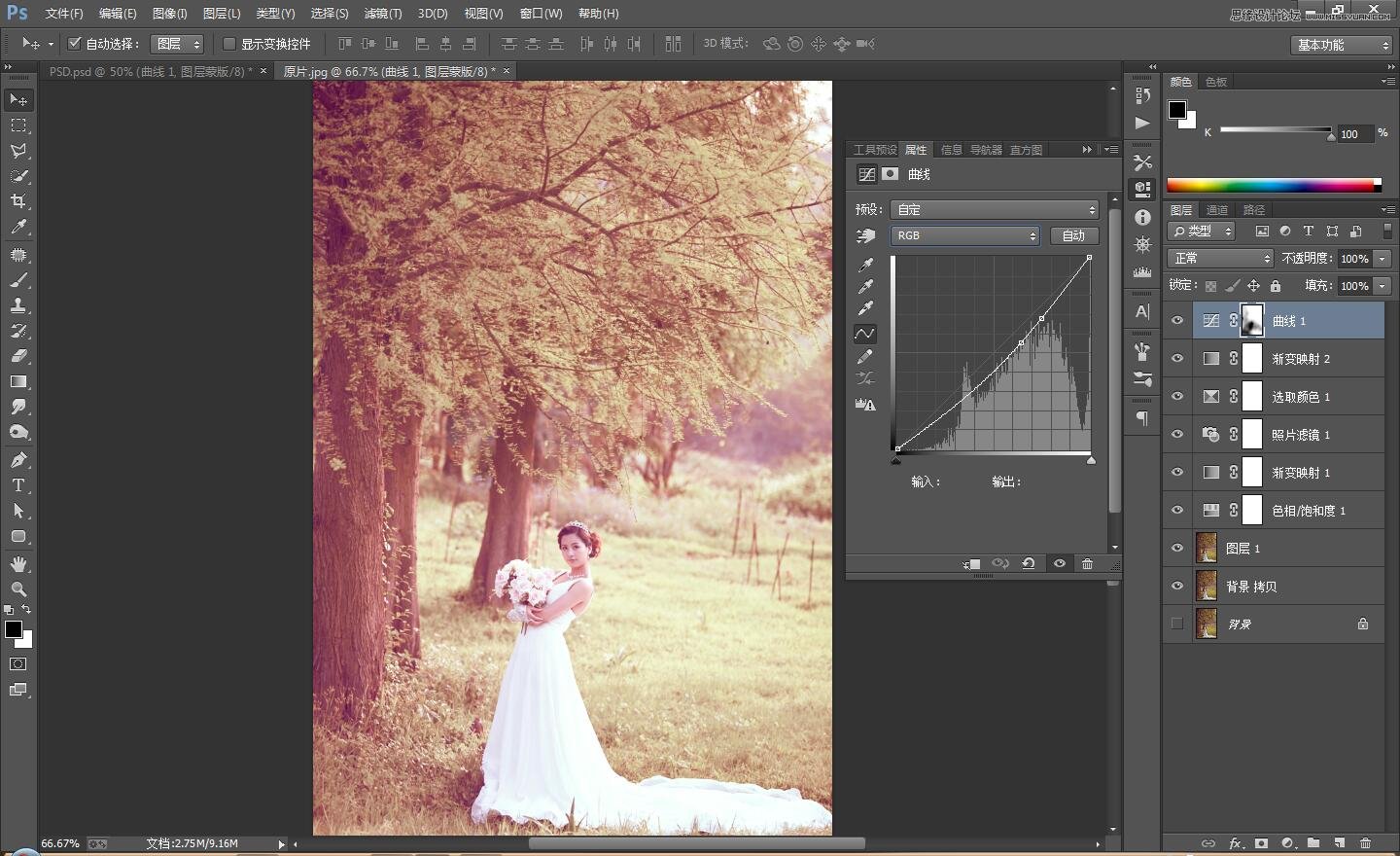PS调出外景婚片古典唯美效果图