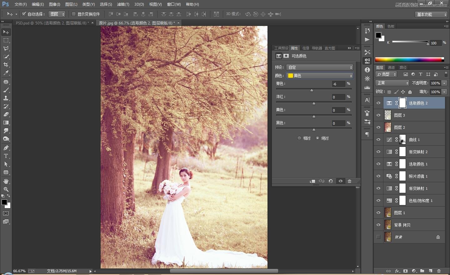 PS调出外景婚片古典唯美效果图