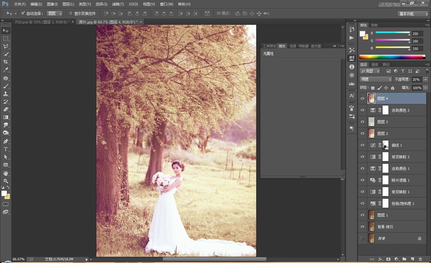 PS调出外景婚片古典唯美效果图