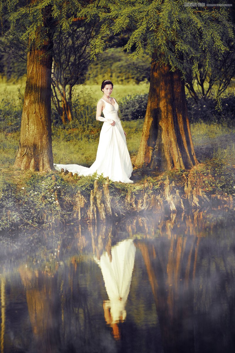 ps调出外景婚片秋季暖黄色效果