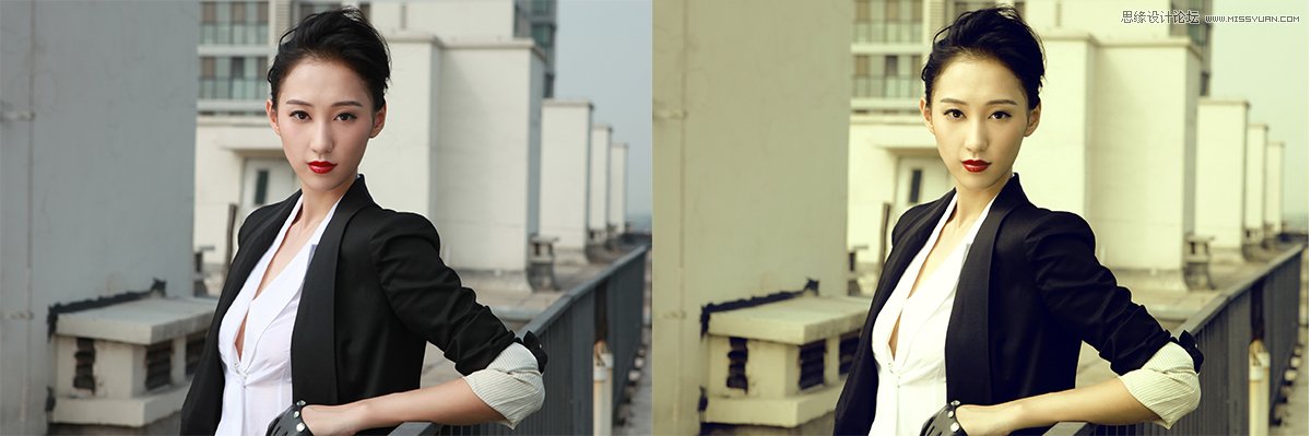 PS调出人像照片复古古铜色效果