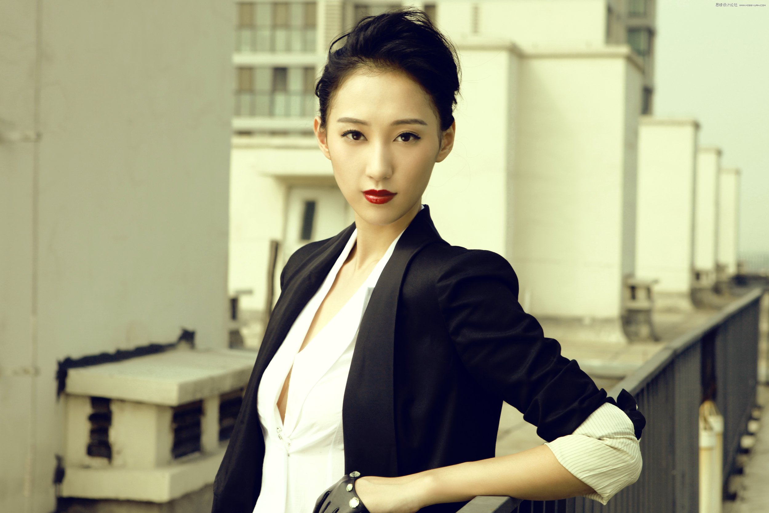 PS调出人像照片复古古铜色效果