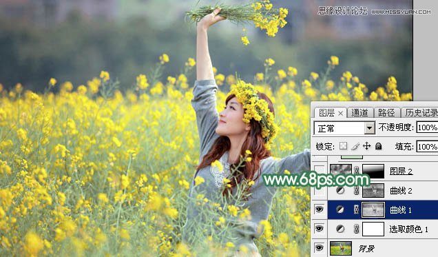 用PS给春季外景女孩添加柔和逆光效果