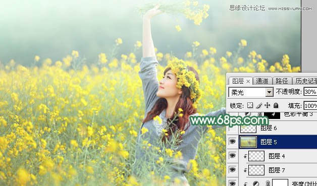 用PS给春季外景女孩添加柔和逆光效果