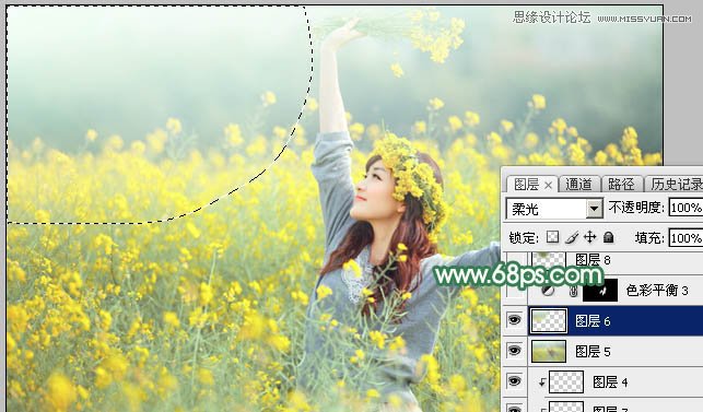 用PS给春季外景女孩添加柔和逆光效果