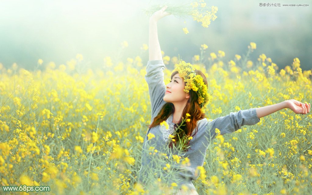用PS给春季外景女孩添加柔和逆光效果