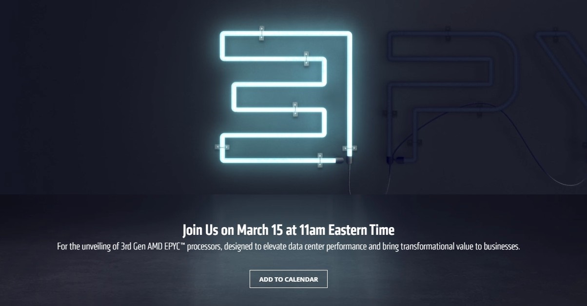 AMD 将于 3 月 16 日零点召开发布会,公布第三代 EPYC 霄龙处理器