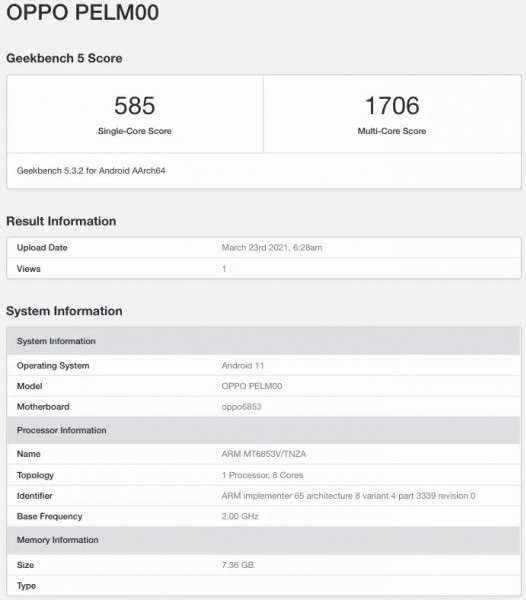 OPPO Reno5 Lite 5G 现身 Geekbench：搭载天玑 800U，8GB 内存-站长资讯网