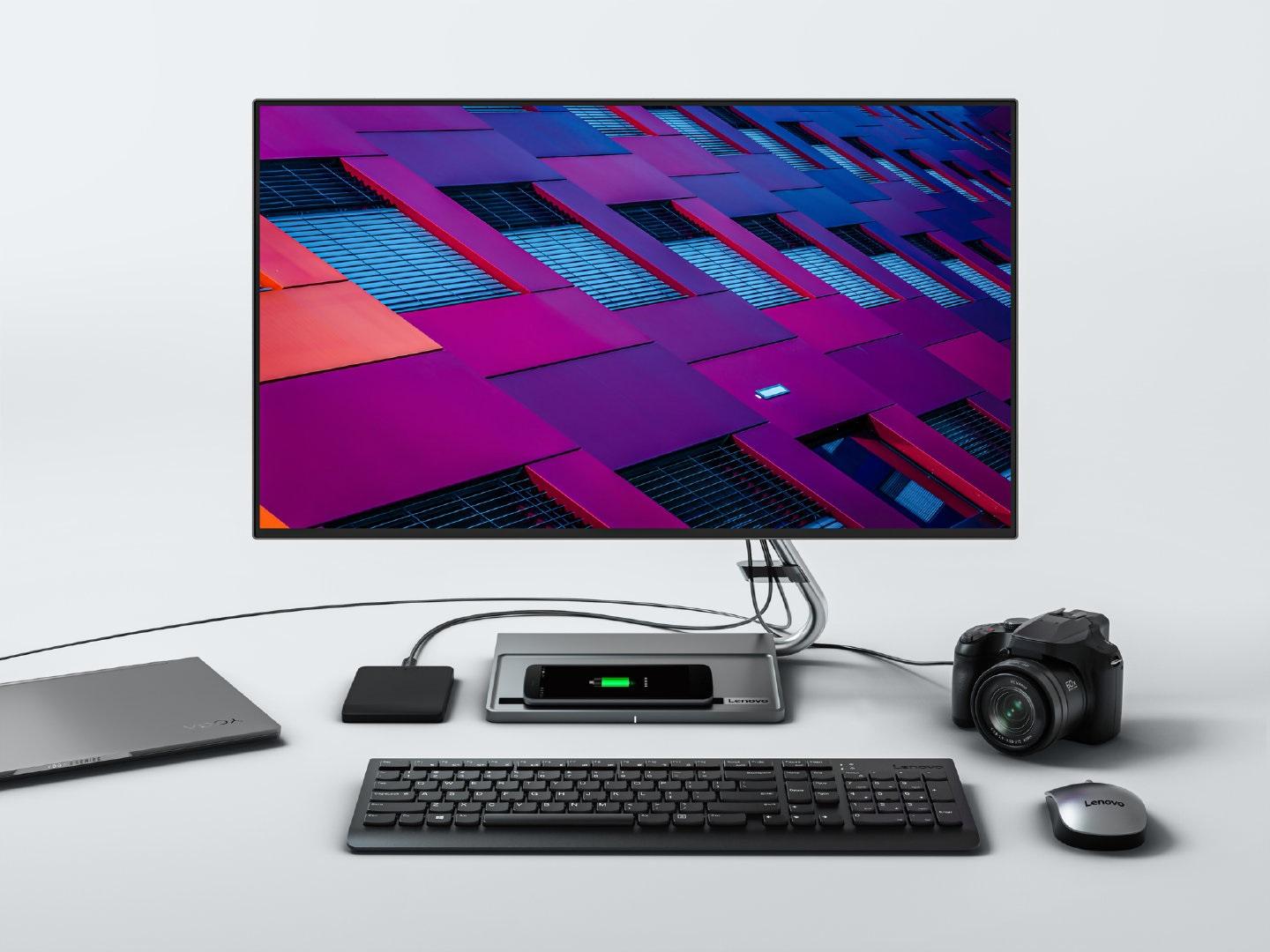 联想即将发布 Qreator27 4K 显示器:四边窄边框,底座支持无线充电