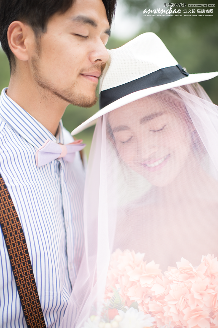 用ps软件调出外景婚纱照片甜美暖色效果