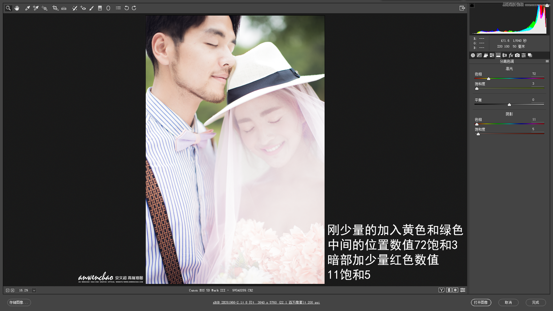 用ps软件调出外景婚纱照片甜美暖色效果