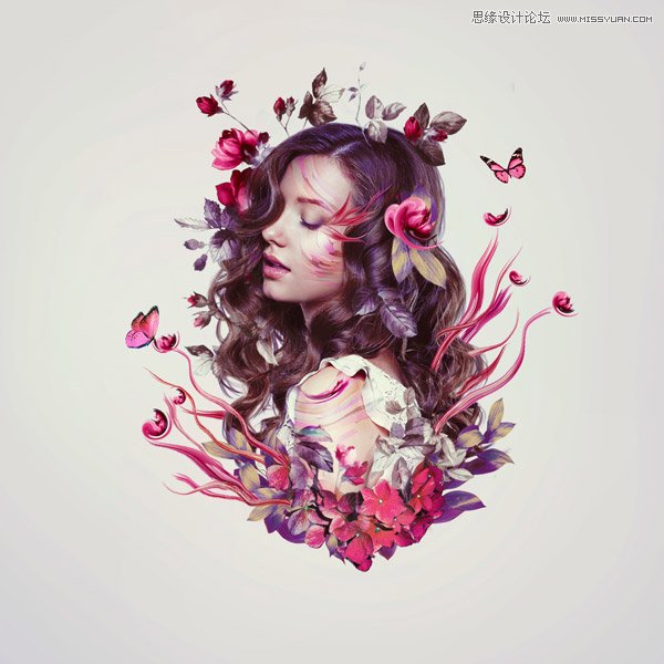 ps合成创意的花朵人像效果图