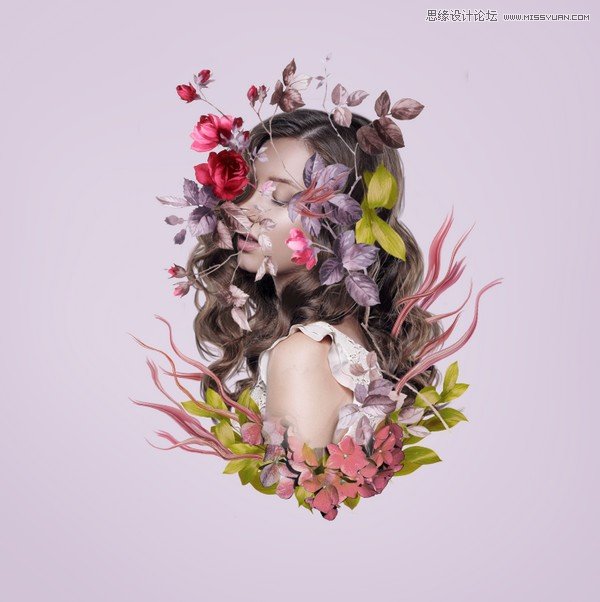 ps合成创意的花朵人像效果图