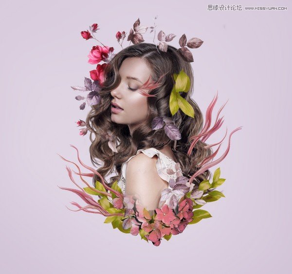 ps合成创意的花朵人像效果图