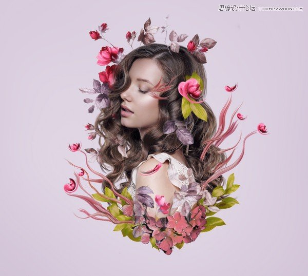 ps合成创意的花朵人像效果图