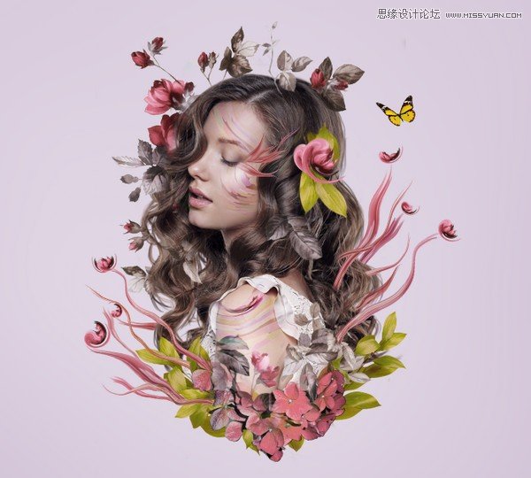 ps合成创意的花朵人像效果图