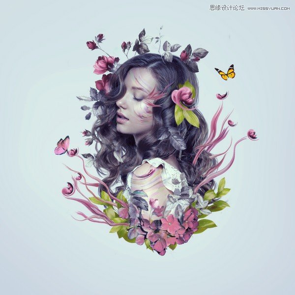 ps合成创意的花朵人像效果图