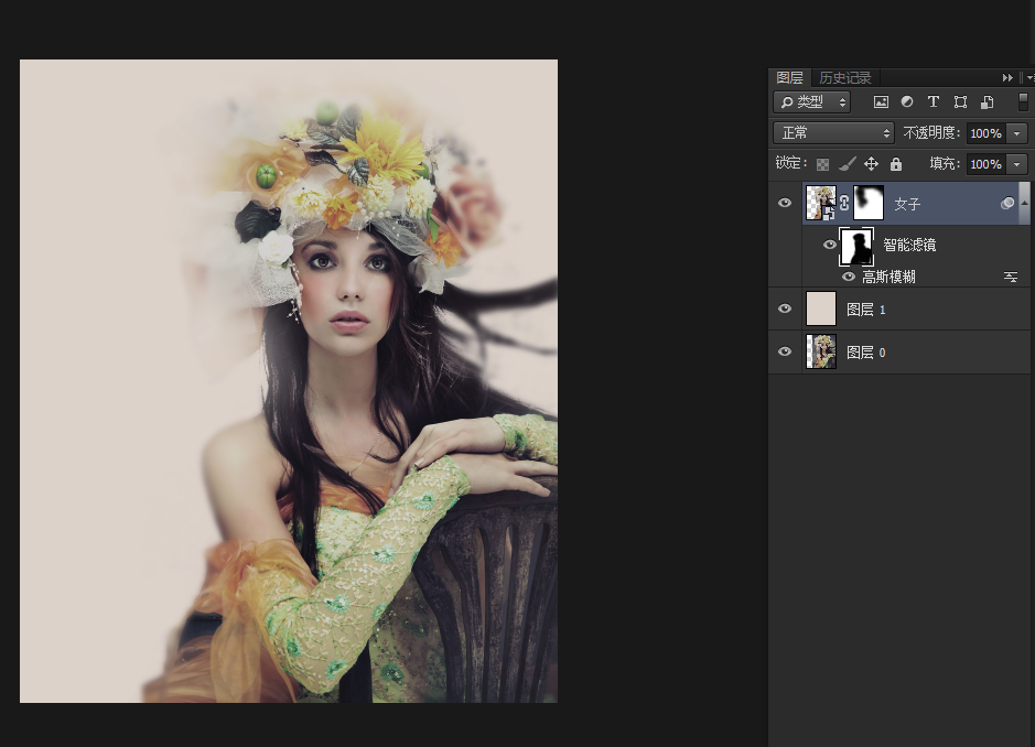 使用ps笔刷工具制作梦幻风格的美女