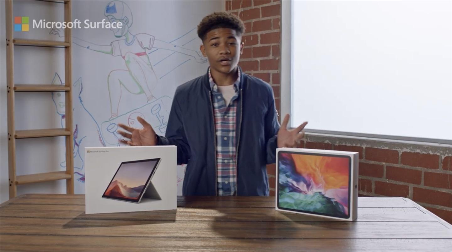 微软新广告宣传 Surface Pro 7，全面超过苹果 iPad Pro