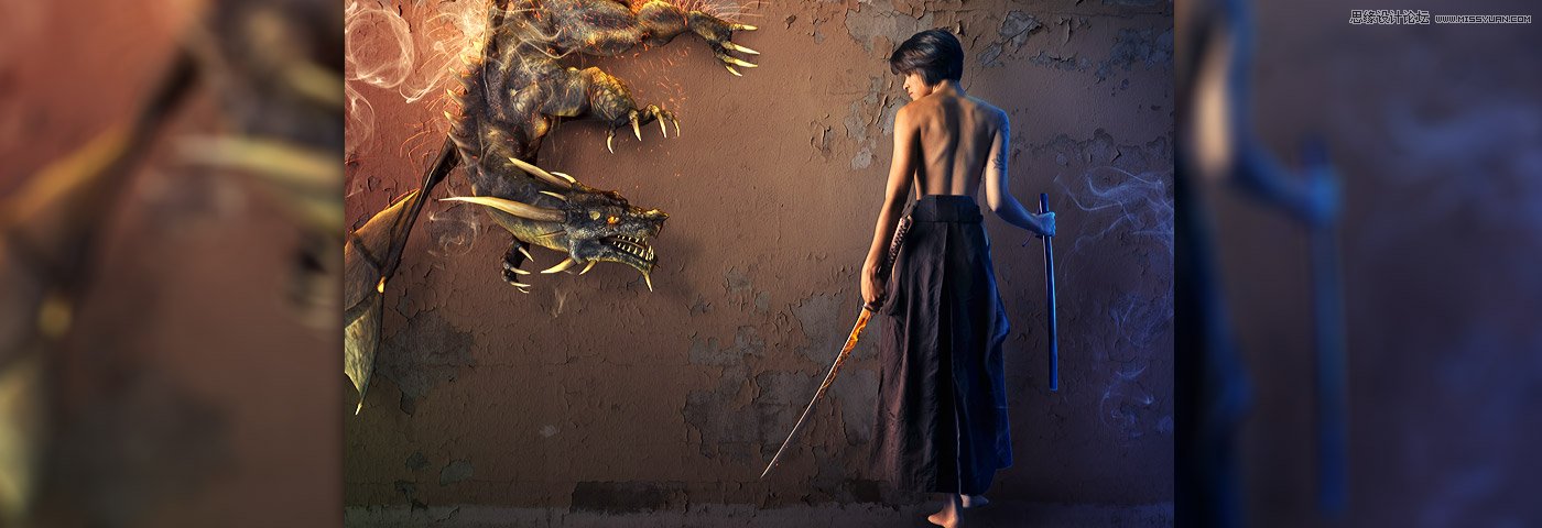 用PS软件合成创意的人龙大战场景效果