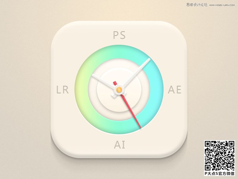 用PS绘制立体质感的时钟APP图标