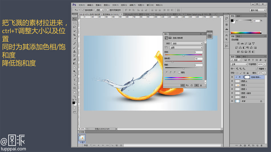 ps合成创意的橙子皮裹着浴缸效果