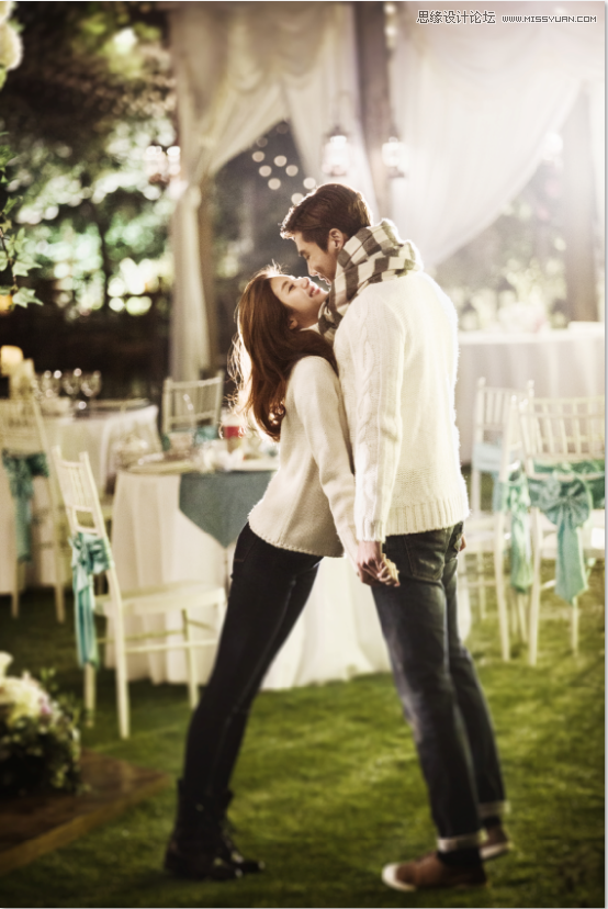 PS调出外景情侣片韩式淡雅风效果